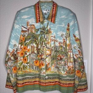 Coldwater Creek Multicolor Linen Jacket, Coastal